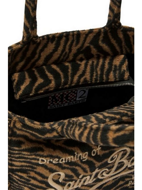 Borsa donna Colette Felt in misto lana zebrata marrone e nero MC2 Saint Barth | COLETTE FELT-ZEBRA18 EMB